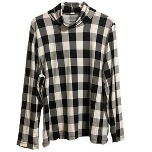 Talbots, Turtleneck, Casual, Long Sleeves, Thermal Warmth Top, Black/White, XLp